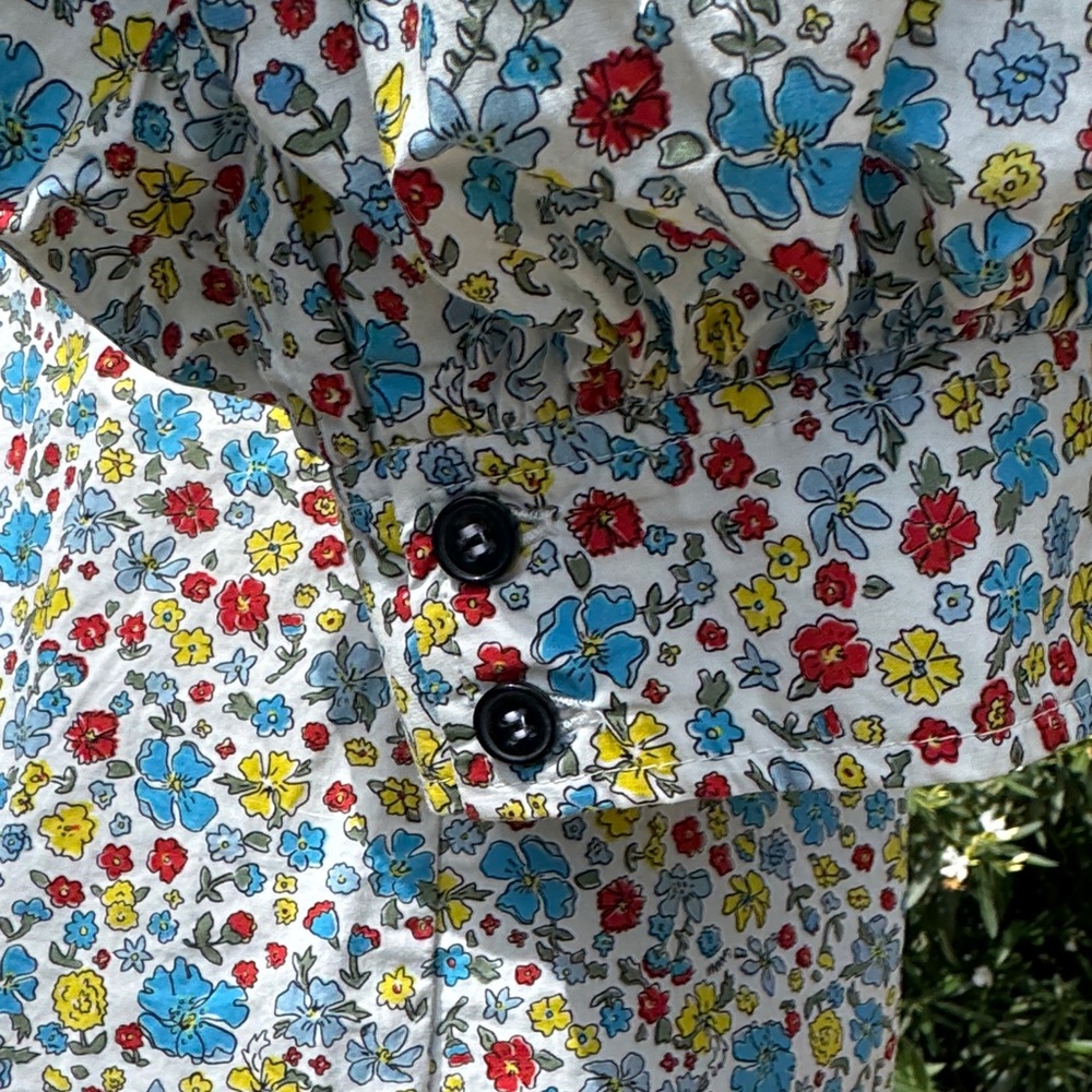 GANNI floral organic cotton puff-sleeve button-front mini dress - Picture 9 of 17